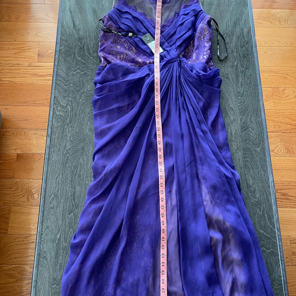 Tadashi Shoji Purple Aries lace $ chiffon Dress Gown.Sz 14 - Picture 13 of 14
